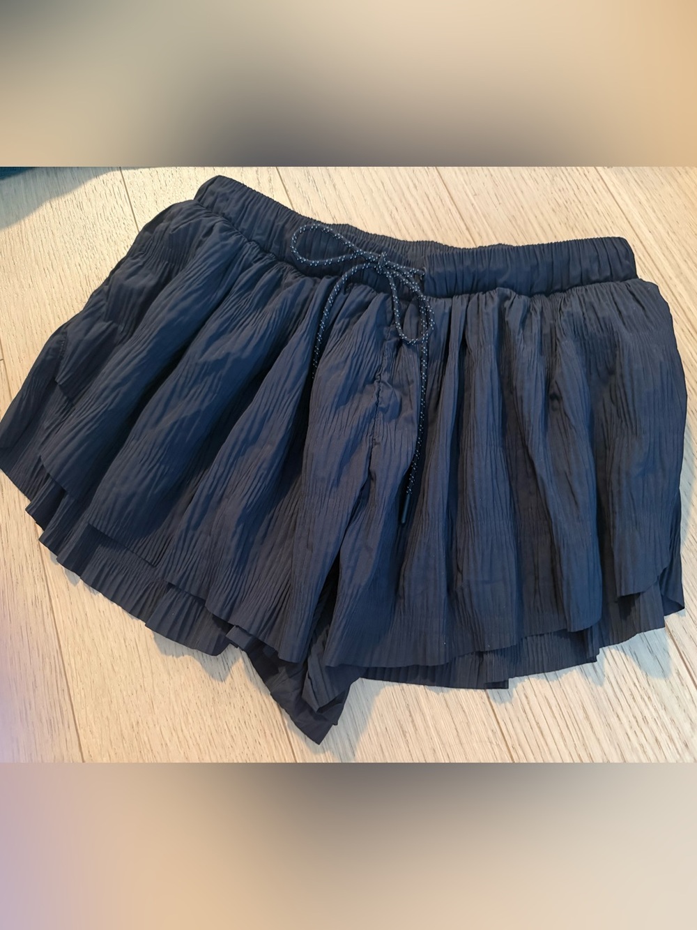 Free People Navy Tiered Ruffle Shorts